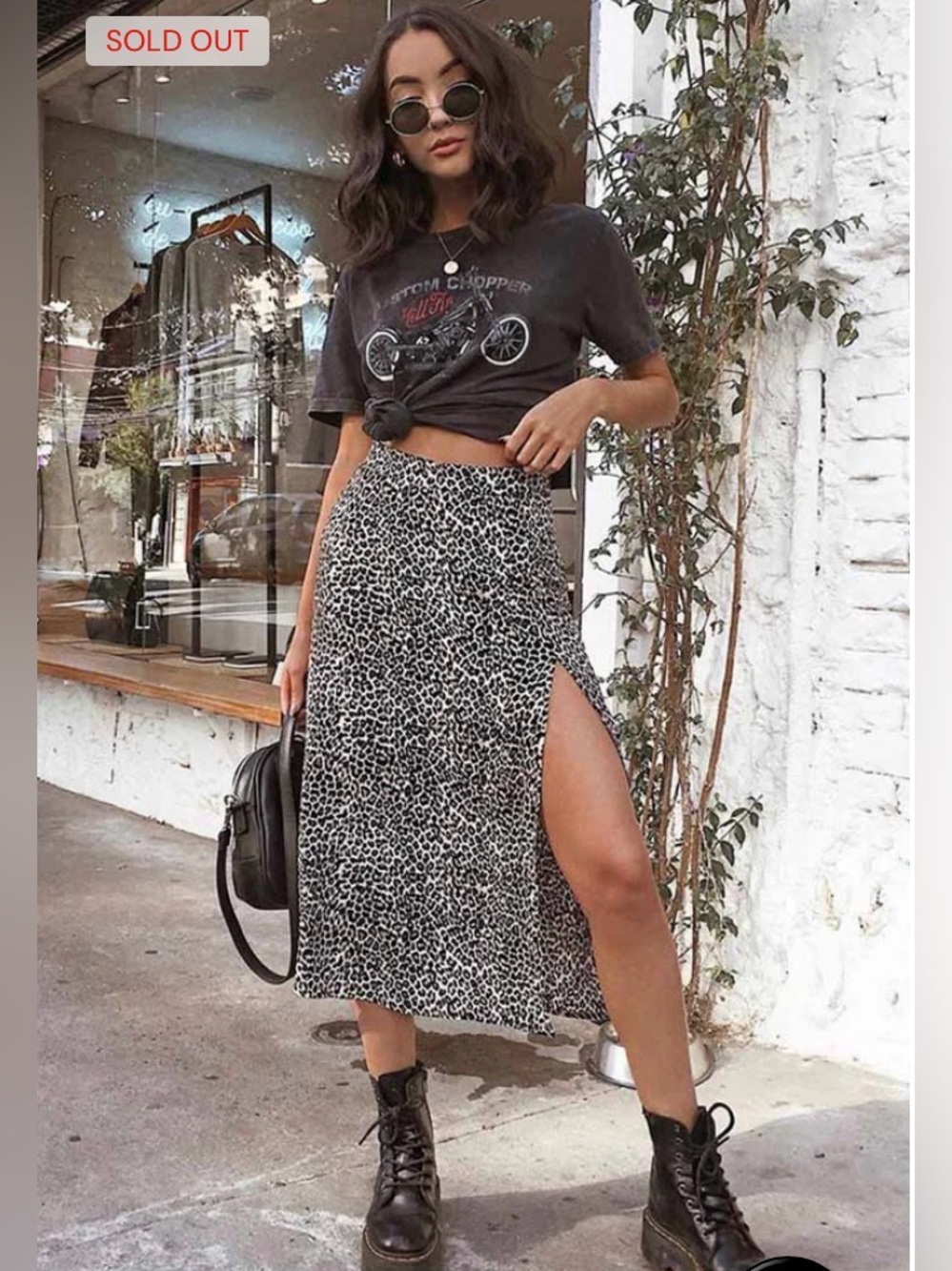 Leopard Print Midi Skirt in Beige/Cream